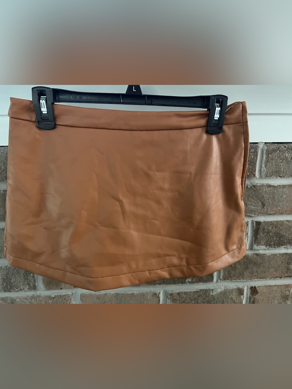 Altar'd State Faux Leather Mini Skirt in Cognac Brown